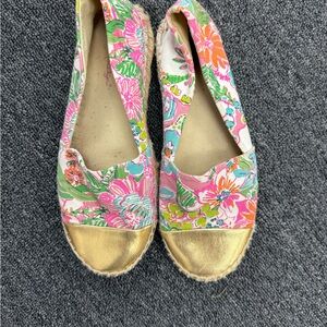 Floral Espadrilles with Gold Accents
